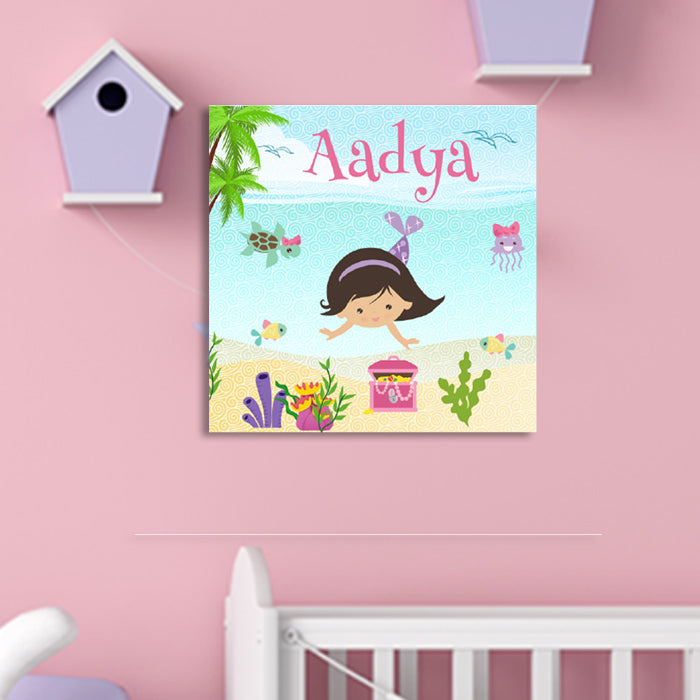 Name Canvas Wall Art Frame | Cute Mermaid