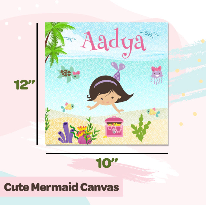 Name Canvas Wall Art Frame | Cute Mermaid