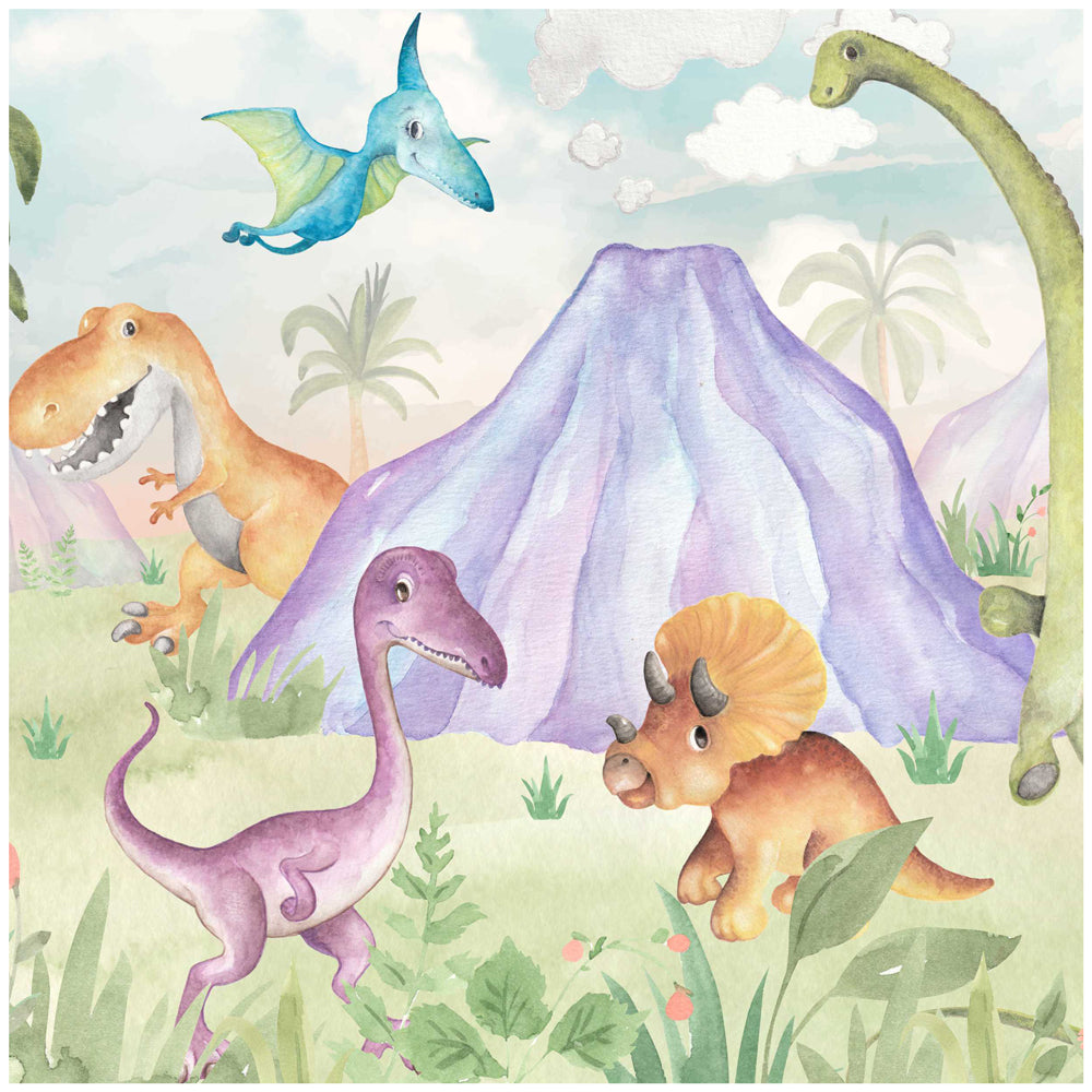 Dino & Friends Theme Kids Wallpaper