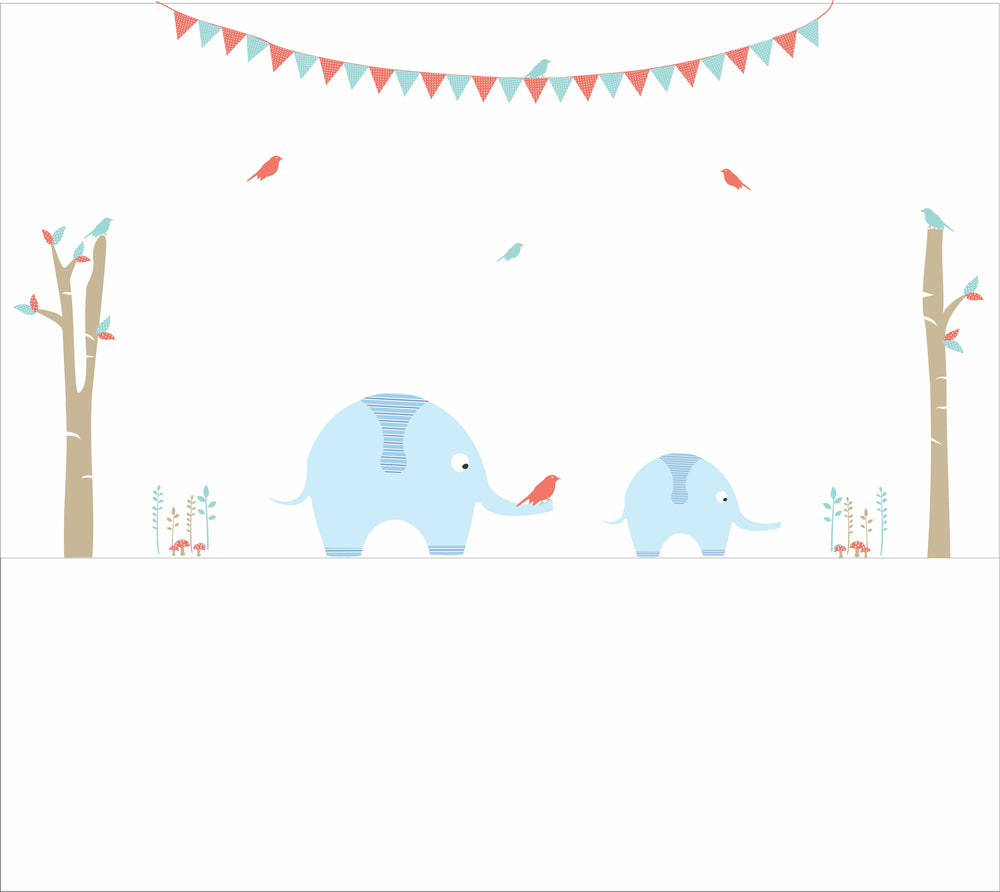 Wall Stickers For Room | Cute Elephant In A Row