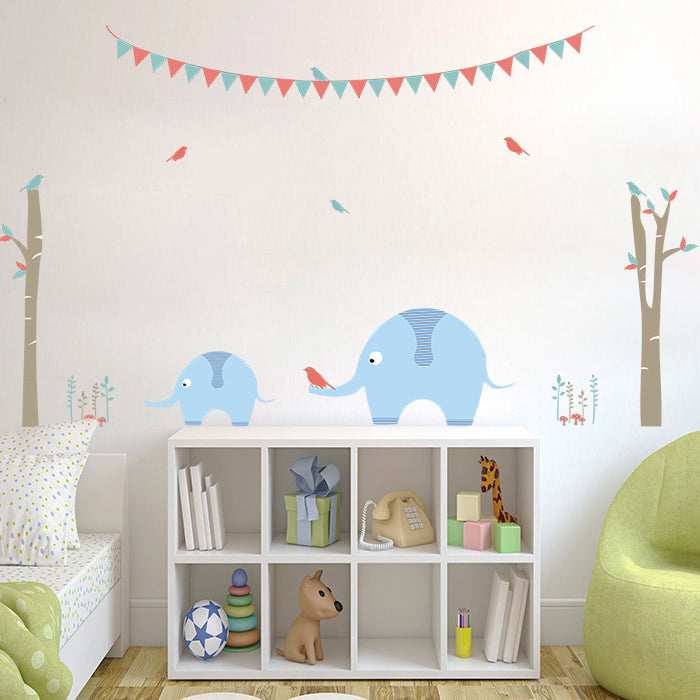 Wall Stickers For Room | Cute Elephant In A Row