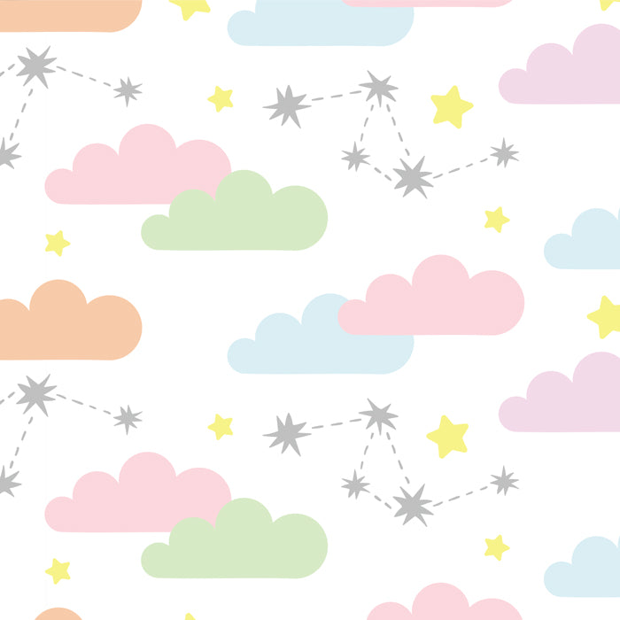 Falling Stars And Clouds Pattern Wallpaper