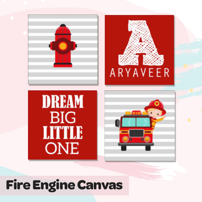 Name Canvas Wall Art Frame | Fire Engine