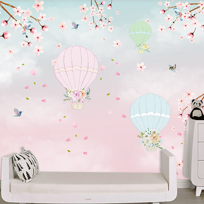 Floral Hot Air Balloon Wallpaper