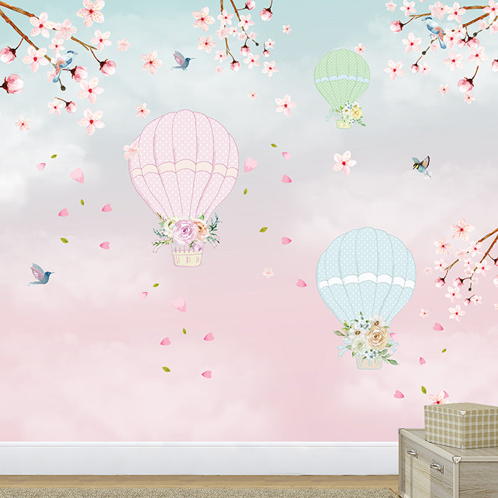 Floral Hot Air Balloon Wallpaper