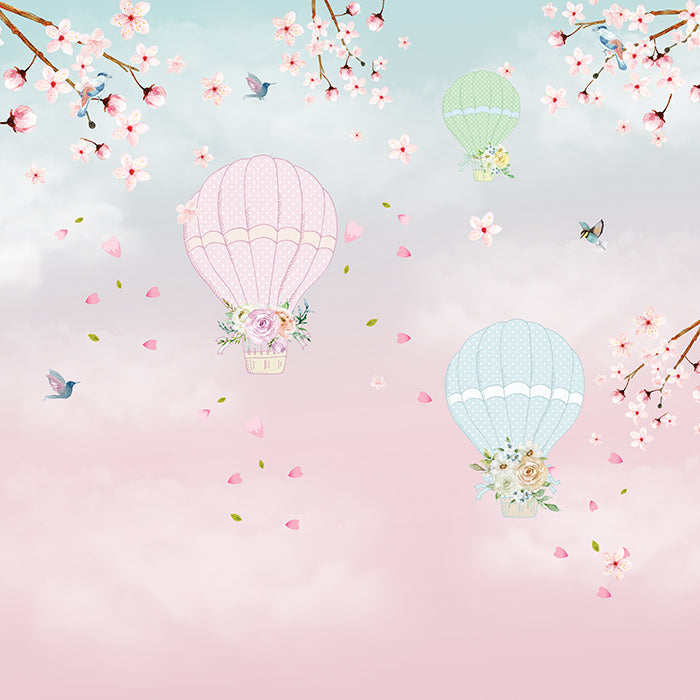 Floral Hot Air Balloon Wallpaper