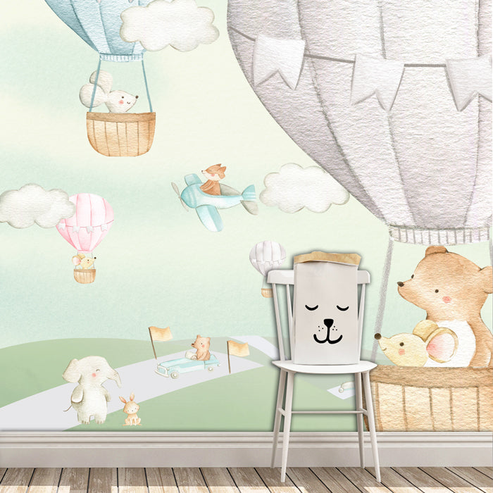 Flying with Teddy & Mice Wallpaper