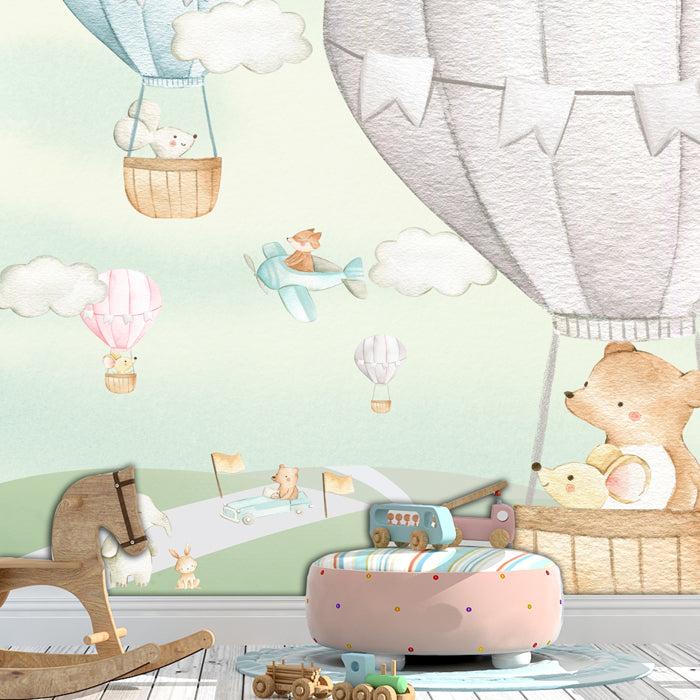 Flying with Teddy & Mice Wallpaper