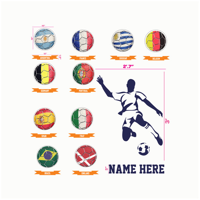 Wall Name Sticker | Footballs with Team Names
