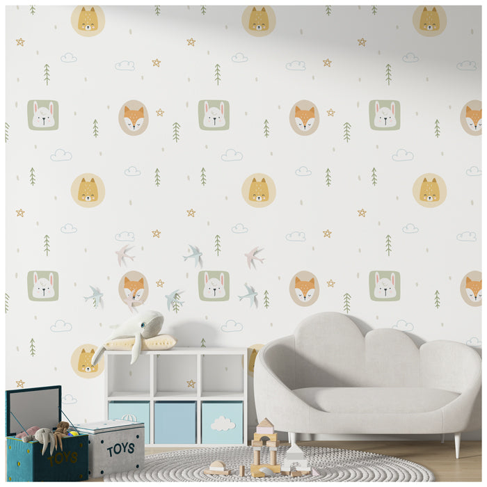 Little Forest Faces Seamless Pattern