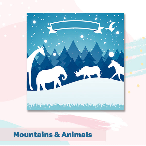 Illuminated Customized Name Canvas | Mountains & Animals