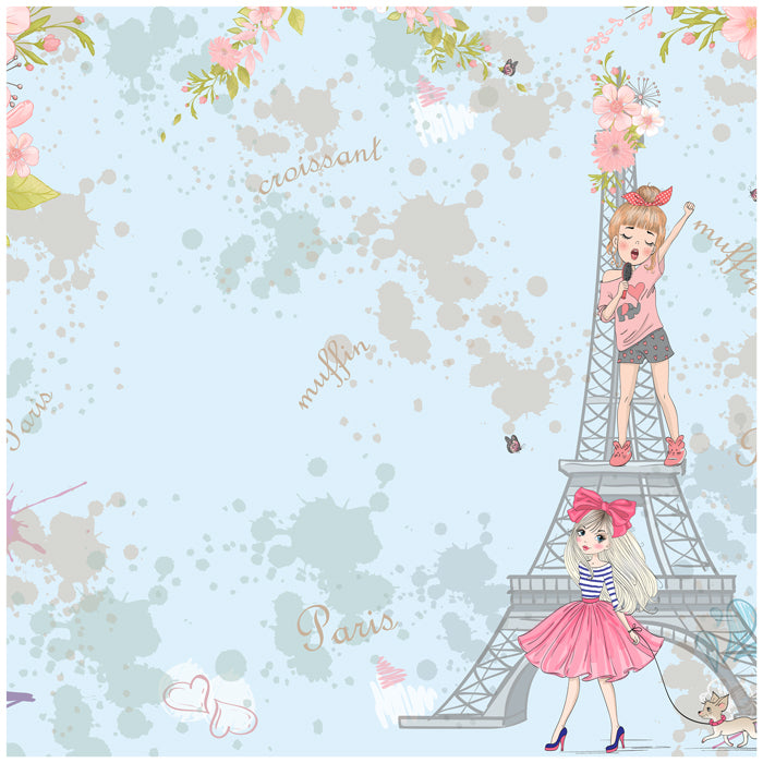Parisian Floral Eiffel Tower Theme Wallpaper