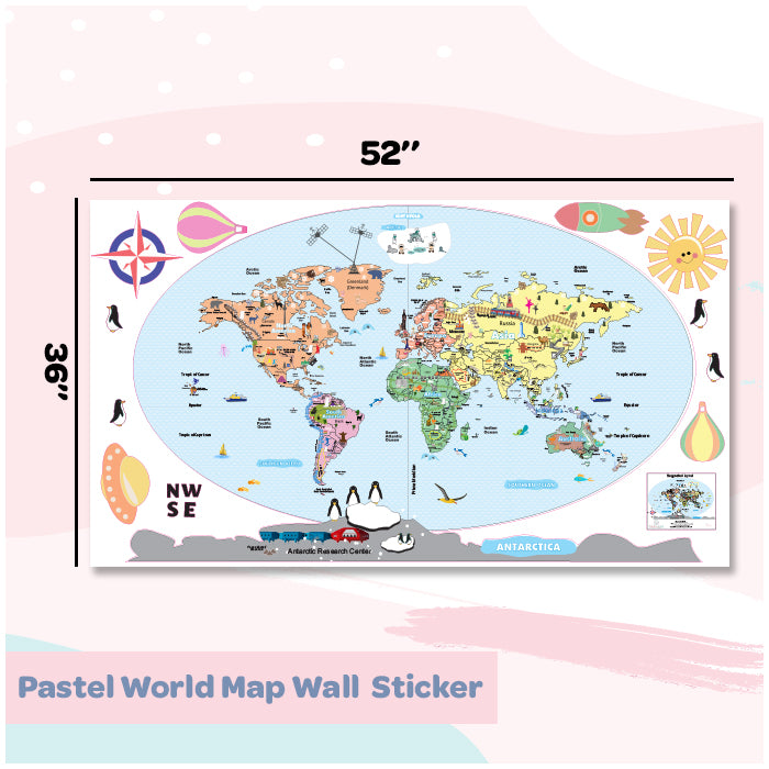 Wall Stickers For Room | Pastel World Map