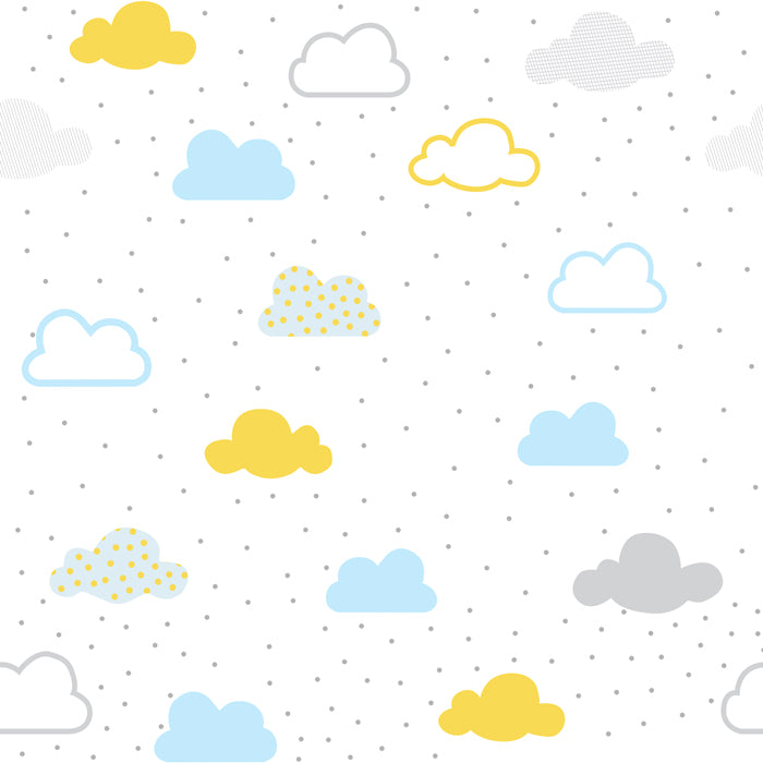 Polka Dot With Clouds Pattern Wallpaper