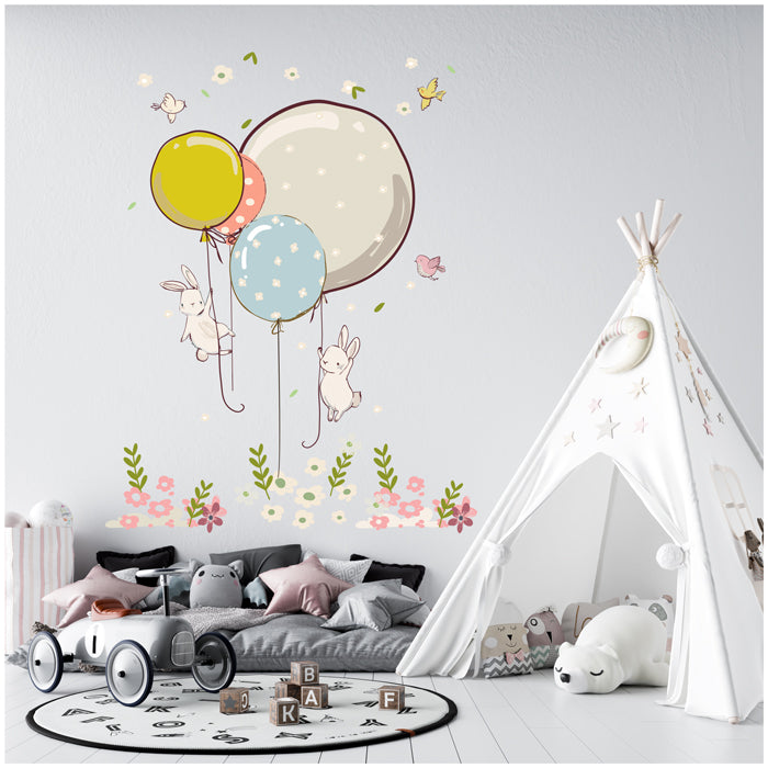 Wall Stickers For Room | Rabbit With Balloon