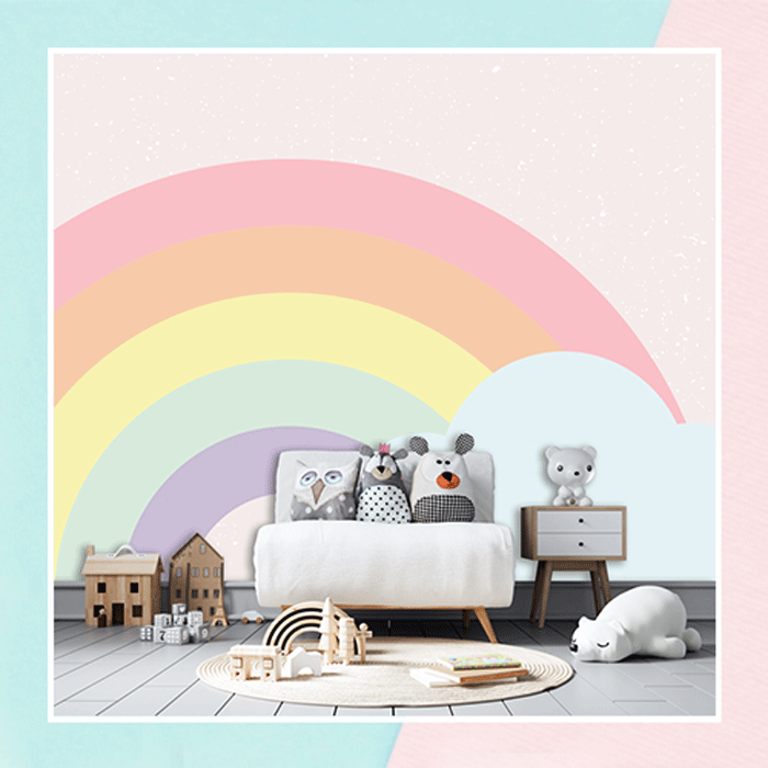 Rainbow Clouds Pattern Wallpaper