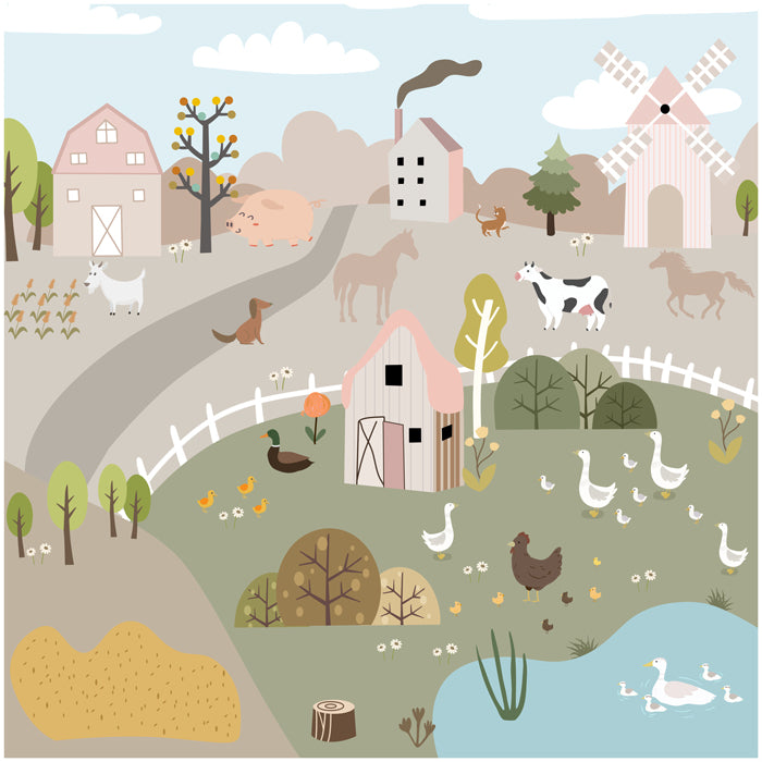 Village Farm Wallpaper