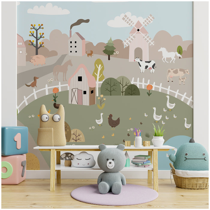 Village Farm Wallpaper