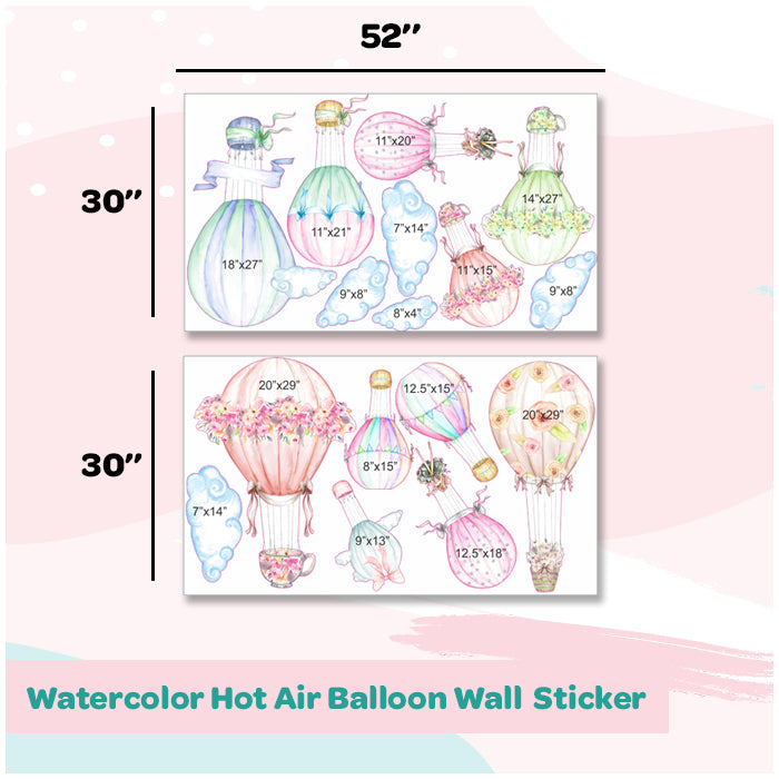 Balloon Ceiling Sticker Wall Stickers For Room | Hot Air Balloon and Flowers – My Cute Stickons