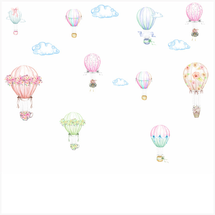 Wall Stickers For Room | Hot Air Balloon and Flowers