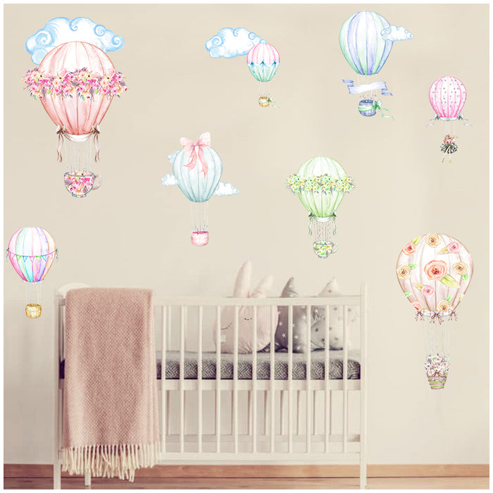 Wall Stickers For Room | Hot Air Balloon and Flowers