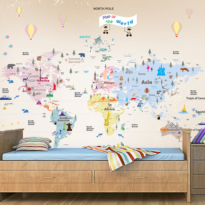 Earthy Pastels World Map Wallpaper