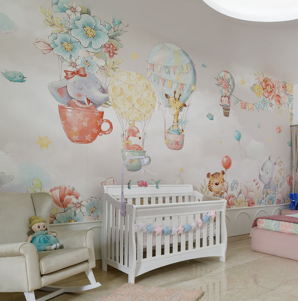 Animal With Balloons Theme Wallpaper