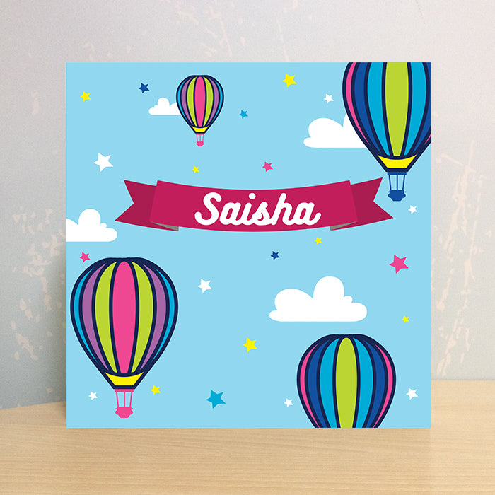 Illuminated Customized Name Canvas | Colorful Hotair Balloons