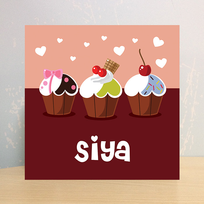 Illuminated Customized Name Canvas | Cupcakes
