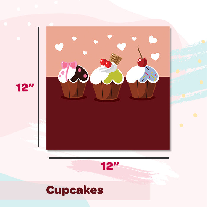 Illuminated Customized Name Canvas | Cupcakes