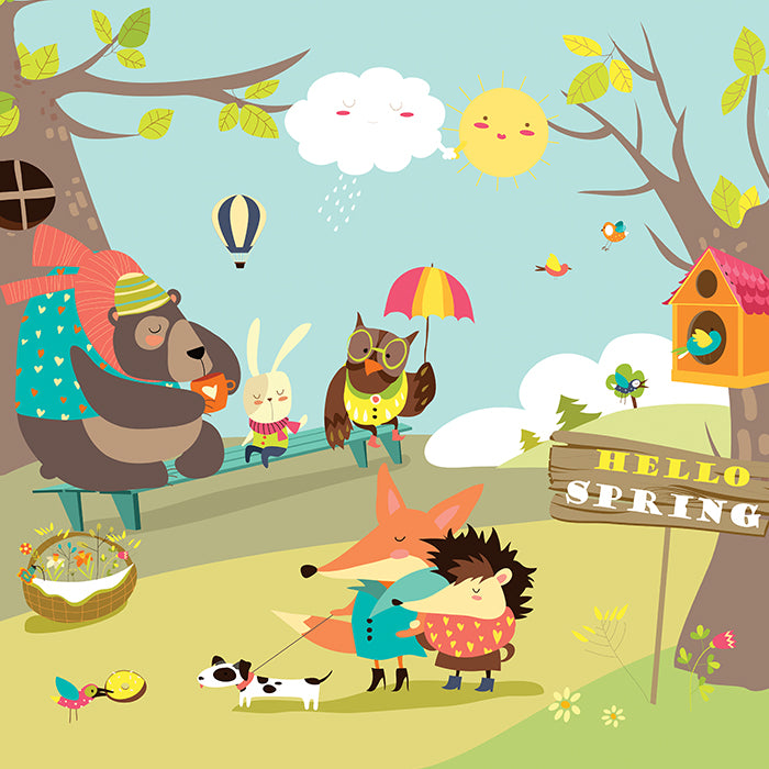 Cute Animals Walking In Spring Forest Wallpaper