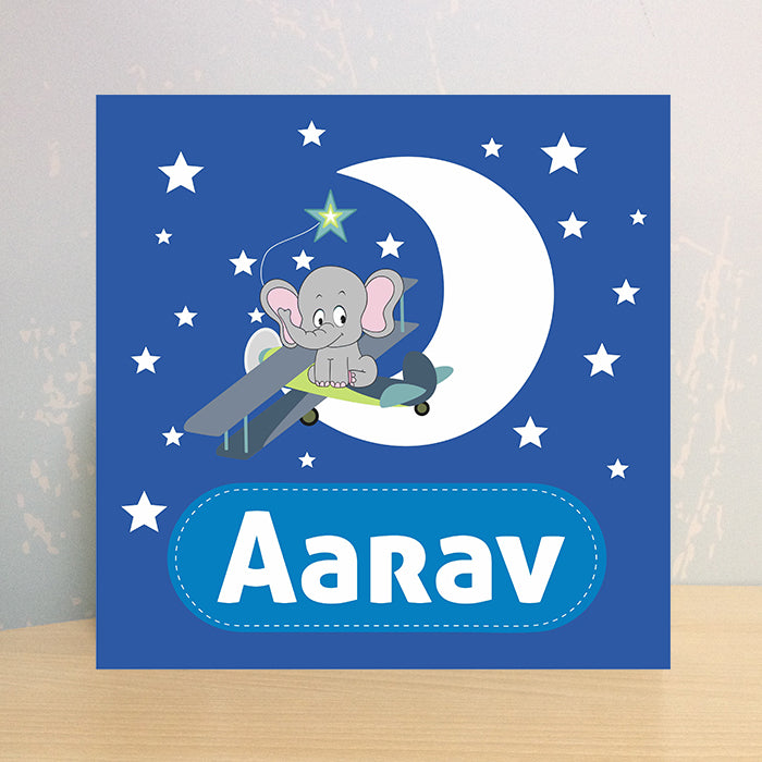 Illuminated Customized Name Canvas | Cute Elle with Stars
