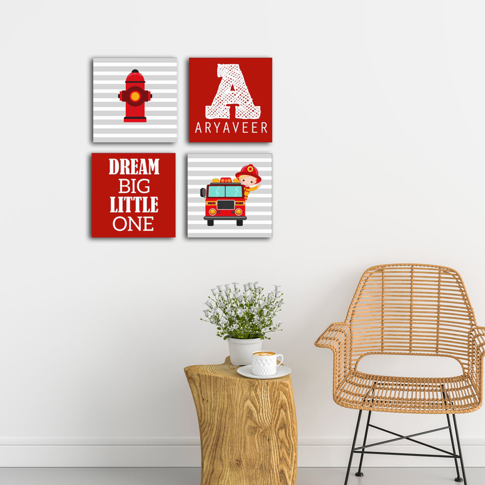 Name Canvas Wall Art Frame | Fire Engine