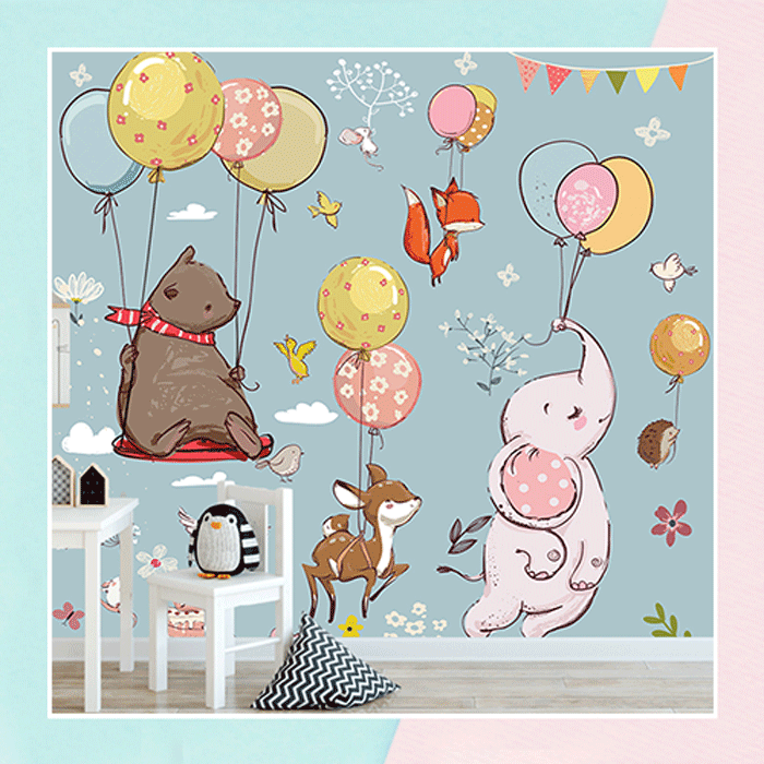 Animals With Balloons Wallpaper