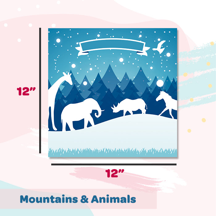 Illuminated Customized Name Canvas | Mountains & Animals